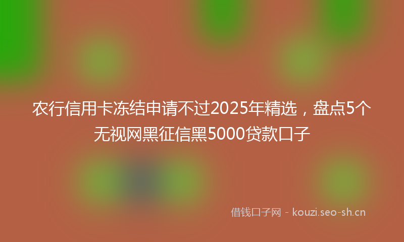 农行信用卡冻结申请不过2025年精选，盘点5个无视网黑征信黑5000贷款口子