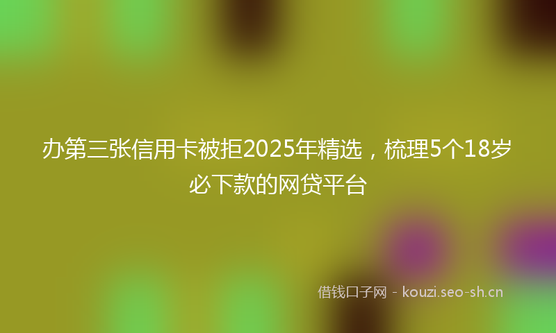 办第三张信用卡被拒2025年精选，梳理5个18岁必下款的网贷平台