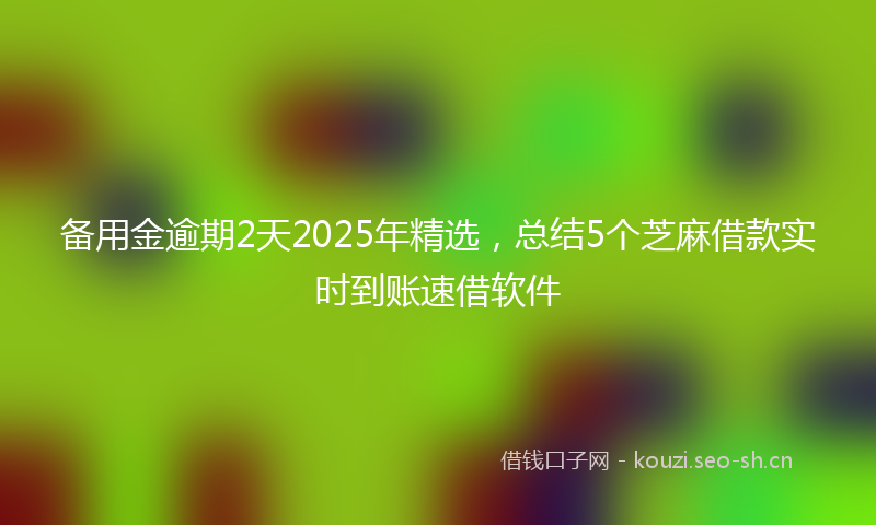 备用金逾期2天2025年精选，总结5个芝麻借款实时到账速借软件