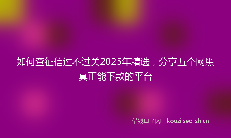 如何查征信过不过关2025年精选，分享五个网黑真正能下款的平台