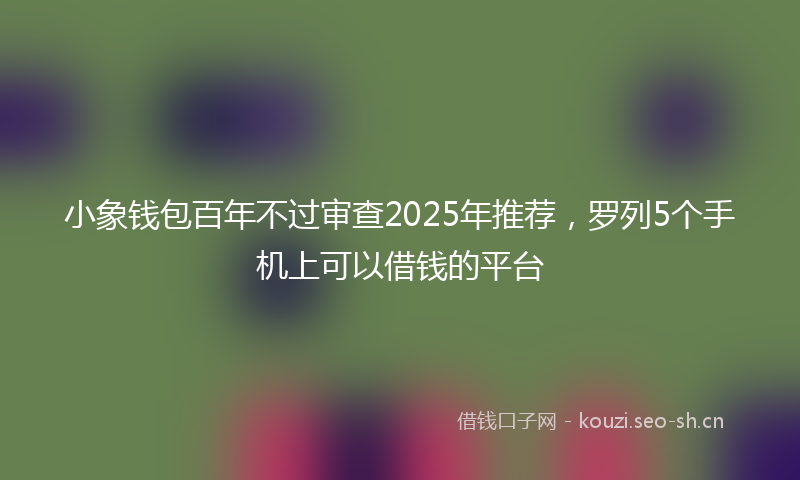小象钱包百年不过审查2025年推荐，罗列5个手机上可以借钱的平台