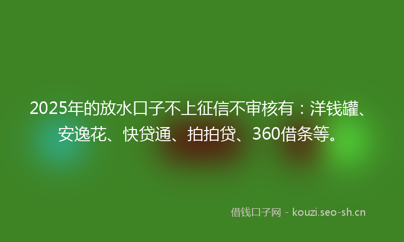 2025年的放水口子不上征信不审核有:洋钱罐、安逸花、快贷通、拍拍贷、360借条等。