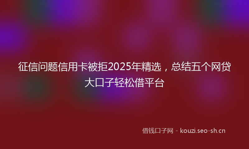 征信问题信用卡被拒2025年精选，总结五个网贷大口子轻松借平台