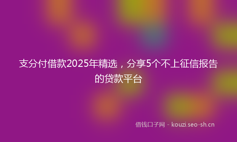 支分付借款2025年精选，分享5个不上征信报告的贷款平台