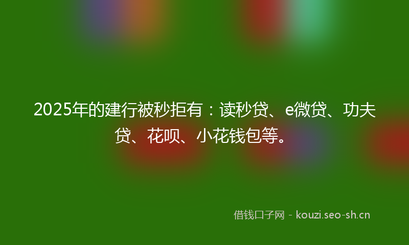 2025年的建行被秒拒有：读秒贷、e微贷、功夫贷、花呗、小花钱包等。