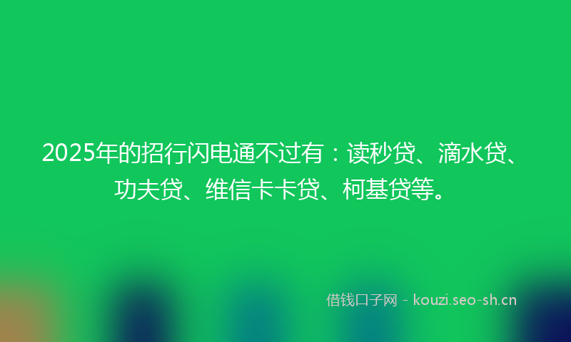 2025年的招行闪电通不过有：读秒贷、滴水贷、功夫贷、维信卡卡贷、柯基贷等。