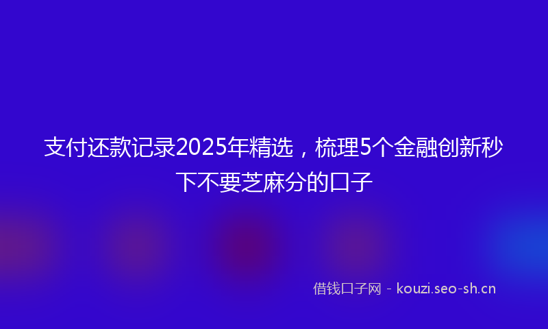 支付还款记录2025年精选，梳理5个金融创新秒下不要芝麻分的口子
