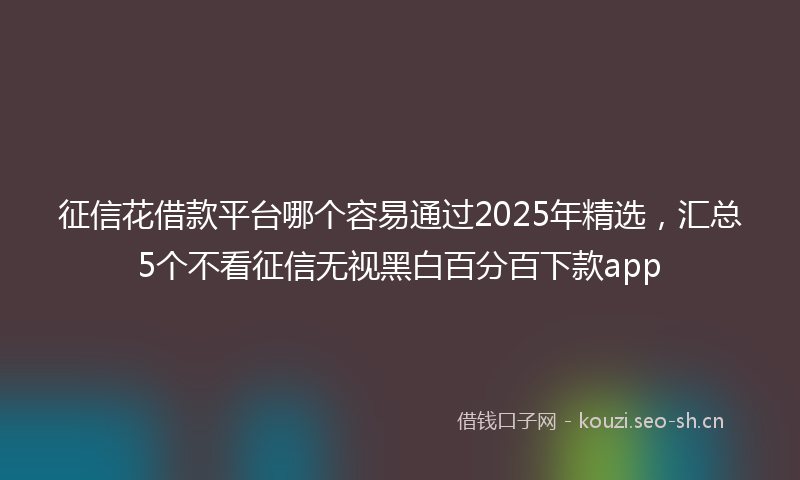 征信花借款平台哪个容易通过2025年精选，汇总5个不看征信无视黑白百分百下款app