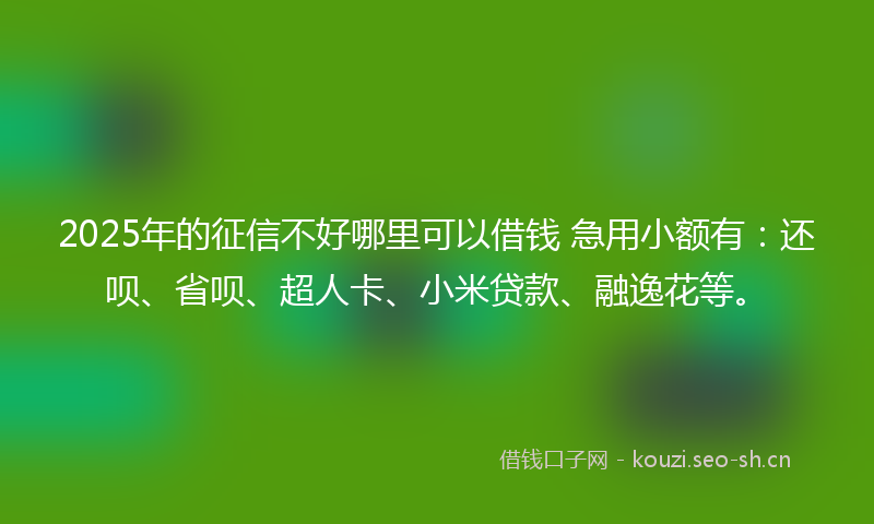2025年的征信不好哪里可以借钱 急用小额有:还呗、省呗、超人卡、小米贷款、融逸花等。