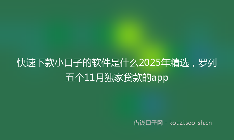 快速下款小口子的软件是什么2025年精选，罗列五个11月独家贷款的app
