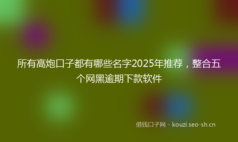 所有高炮口子都有哪些名字2025年推荐，整合五个网黑逾期下款软件