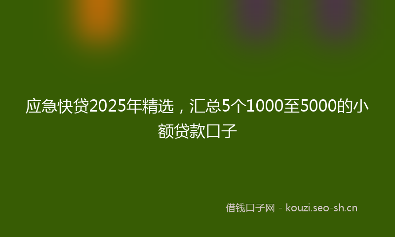 应急快贷2025年精选，汇总5个1000至5000的小额贷款口子
