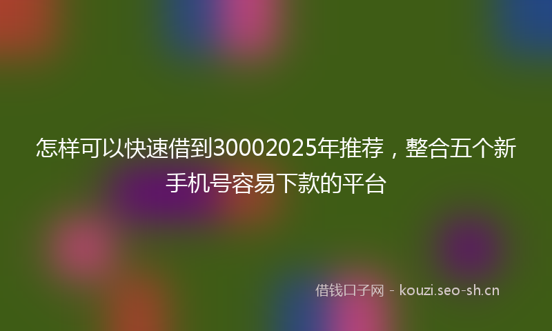 怎样可以快速借到30002025年推荐,整合五个新手机号容易下款的平台