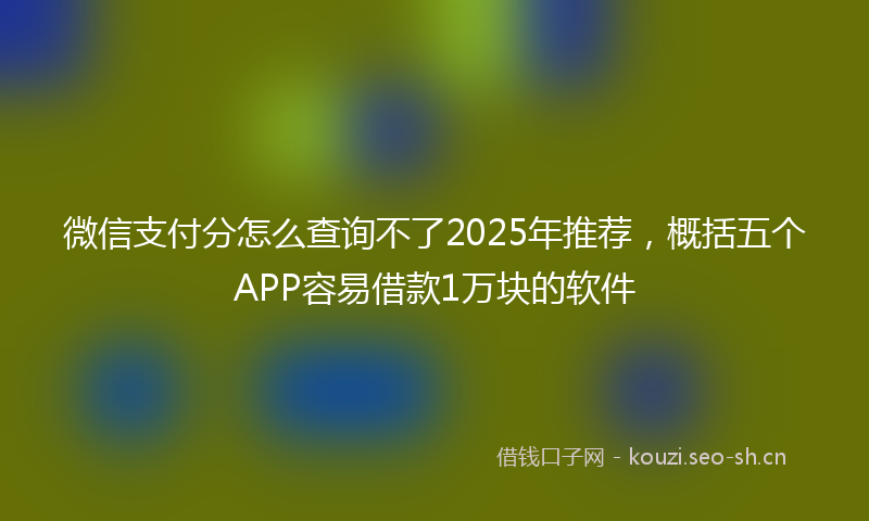 微信支付分怎么查询不了2025年推荐，概括五个APP容易借款1万块的软件