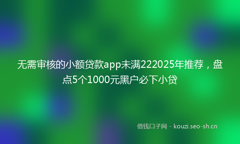 无需审核的小额贷款app未满222025年推荐，盘点5个1000元黑户必下小贷