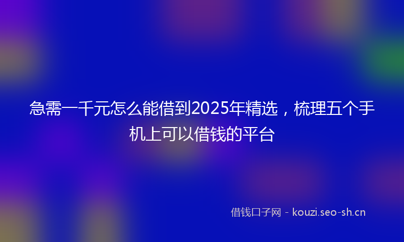 急需一千元怎么能借到2025年精选，梳理五个手机上可以借钱的平台