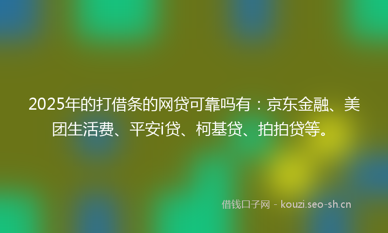 2025年的打借条的网贷可靠吗有：京东金融、美团生活费、平安i贷、柯基贷、拍拍贷等。