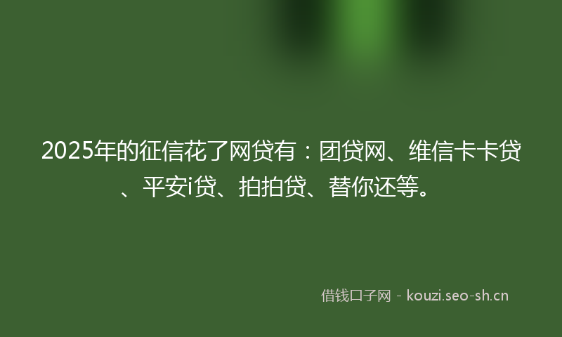 2025年的征信花了网贷有：团贷网、维信卡卡贷、平安i贷、拍拍贷、替你还等。