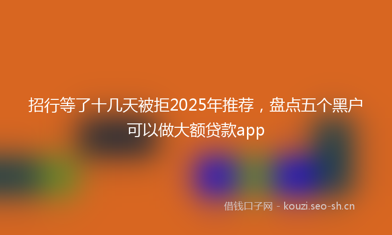 招行等了十几天被拒2025年推荐，盘点五个黑户可以做大额贷款app