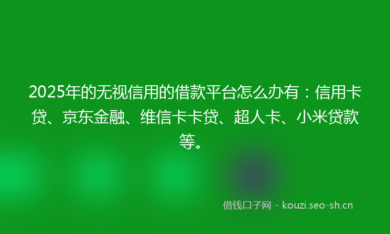 2025年的无视信用的借款平台怎么办有：信用卡贷、京东金融、维信卡卡贷、超人卡、小米贷款等。