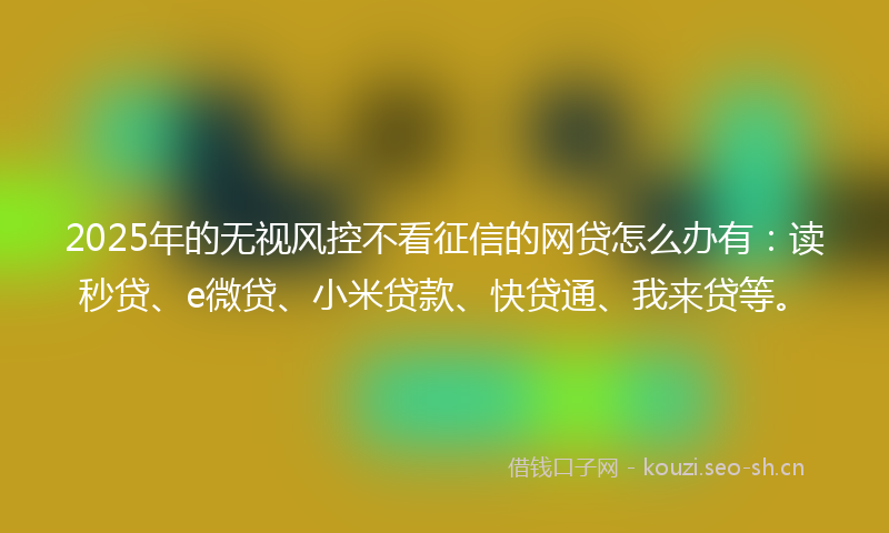 2025年的无视风控不看征信的网贷怎么办有：读秒贷、e微贷、小米贷款、快贷通、我来贷等。