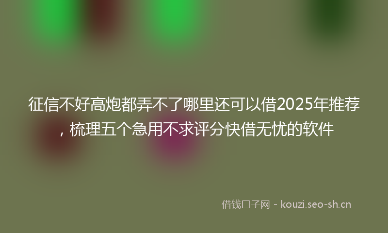 征信不好高炮都弄不了哪里还可以借2025年推荐，梳理五个急用不求评分快借无忧的软件
