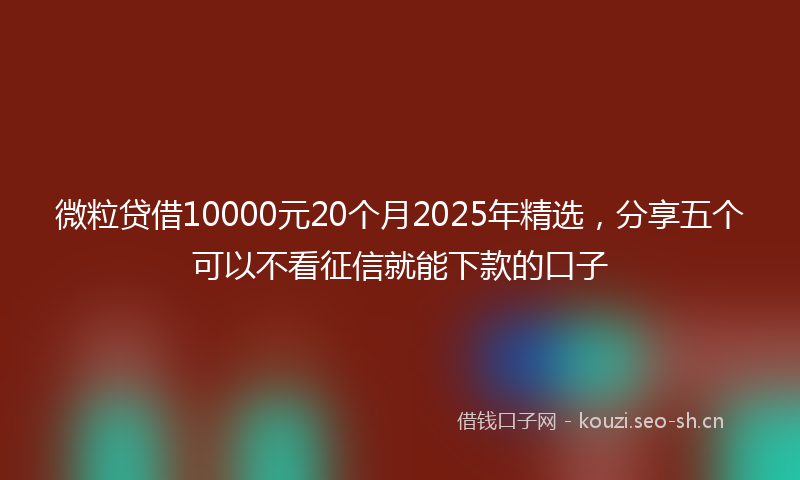 微粒贷借10000元20个月2025年精选，分享五个可以不看征信就能下款的口子