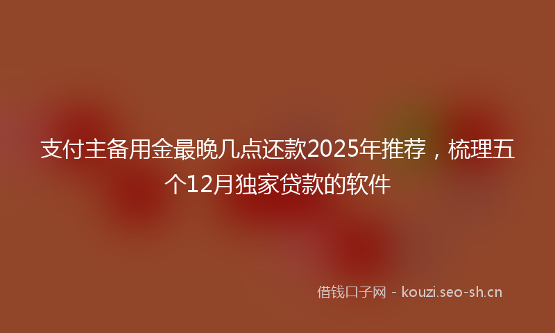 支付主备用金最晚几点还款2025年推荐,梳理五个12月独家贷款的软件