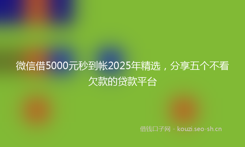 微信借5000元秒到帐2025年精选，分享五个不看欠款的贷款平台