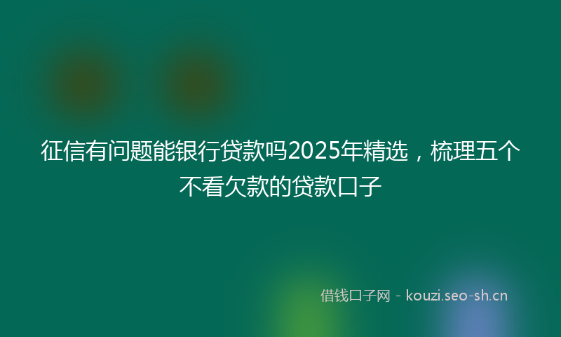 征信有问题能银行贷款吗2025年精选，梳理五个不看欠款的贷款口子
