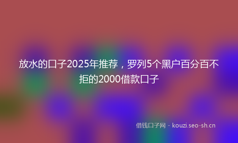 放水的口子2025年推荐，罗列5个黑户百分百不拒的2000借款口子