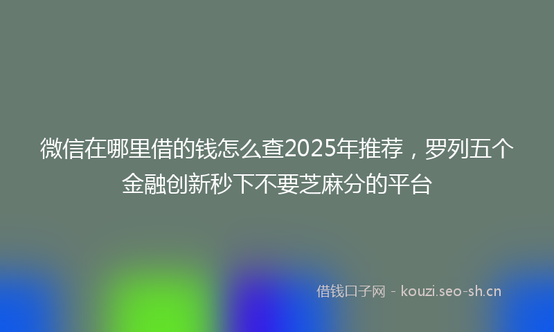 微信在哪里借的钱怎么查2025年推荐，罗列五个金融创新秒下不要芝麻分的平台