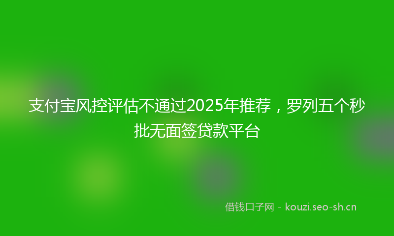 支付宝风控评估不通过2025年推荐，罗列五个秒批无面签贷款平台