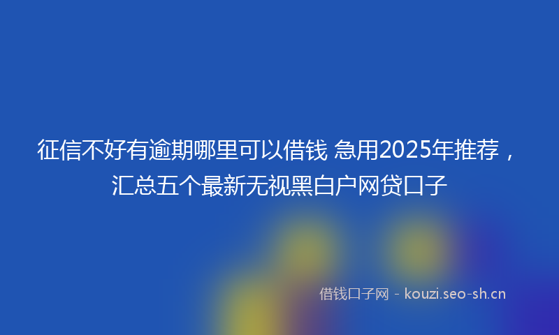 征信不好有逾期哪里可以借钱 急用2025年推荐，汇总五个最新无视黑白户网贷口子