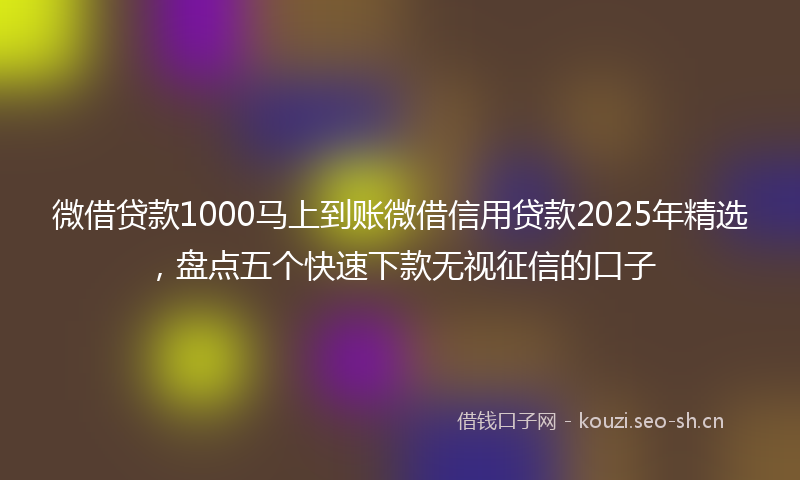 微借贷款1000马上到账微借信用贷款2025年精选,盘点五个快速下款无视征信的口子