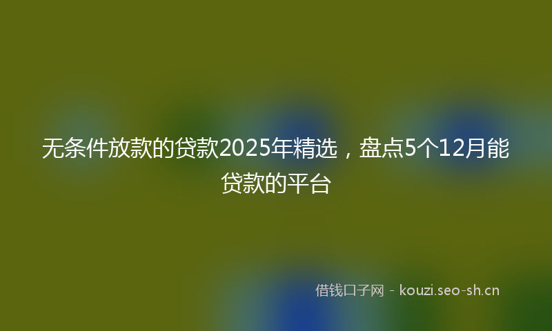 无条件放款的贷款2025年精选，盘点5个12月能贷款的平台