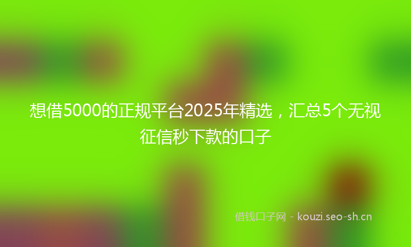 想借5000的正规平台2025年精选，汇总5个无视征信秒下款的口子