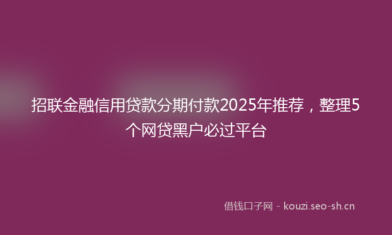 招联金融信用贷款分期付款2025年推荐，整理5个网贷黑户必过平台