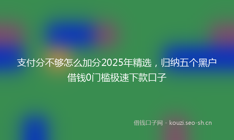 支付分不够怎么加分2025年精选，归纳五个黑户借钱0门槛极速下款口子