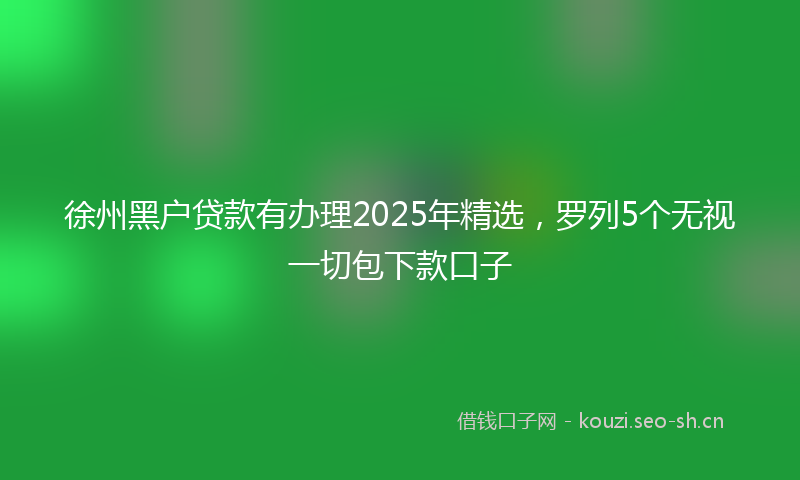 徐州黑户贷款有办理2025年精选，罗列5个无视一切包下款口子