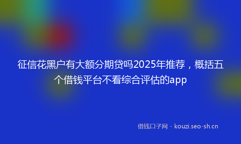 征信花黑户有大额分期贷吗2025年推荐,概括五个借钱平台不看综合评估的app