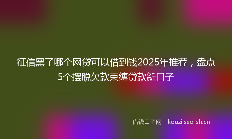 征信黑了哪个网贷可以借到钱2025年推荐，盘点5个摆脱欠款束缚贷款新口子