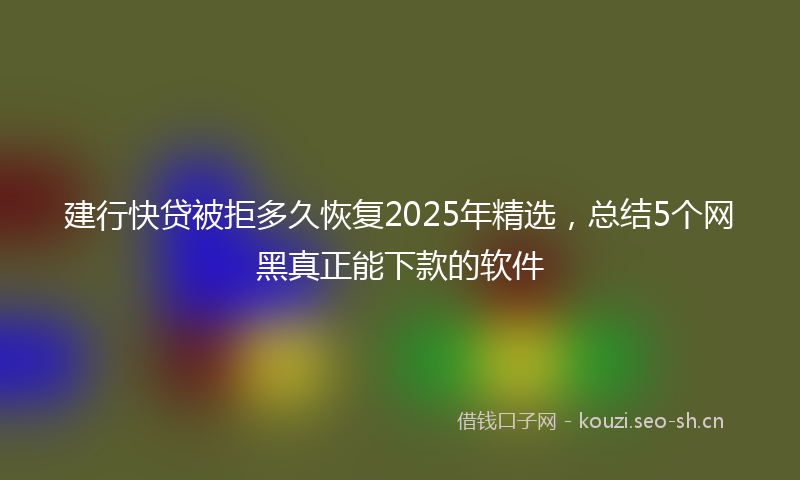 建行快贷被拒多久恢复2025年精选，总结5个网黑真正能下款的软件