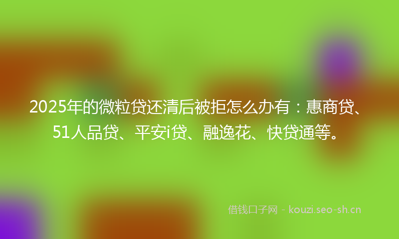 2025年的微粒贷还清后被拒怎么办有：惠商贷、51人品贷、平安i贷、融逸花、快贷通等。