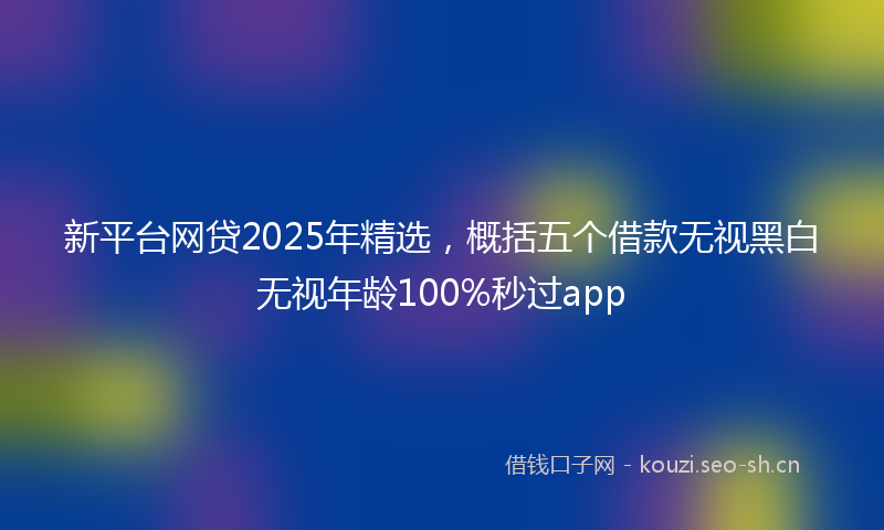 新平台网贷2025年精选，概括五个借款无视黑白无视年龄100%秒过app