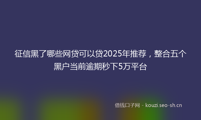 征信黑了哪些网贷可以贷2025年推荐，整合五个黑户当前逾期秒下5万平台