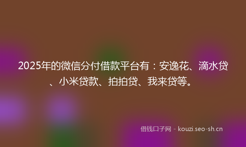 2025年的微信分付借款平台有：安逸花、滴水贷、小米贷款、拍拍贷、我来贷等。