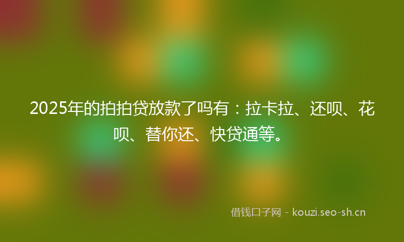 2025年的拍拍贷放款了吗有：拉卡拉、还呗、花呗、替你还、快贷通等。