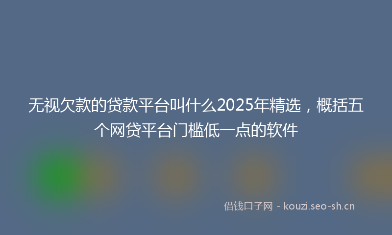 无视欠款的贷款平台叫什么2025年精选，概括五个网贷平台门槛低一点的软件