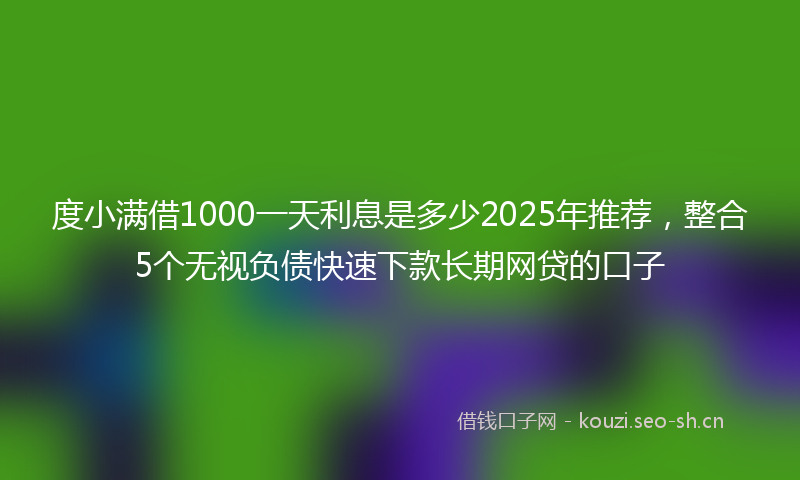 度小满借1000一天利息是多少2025年推荐，整合5个无视负债快速下款长期网贷的口子